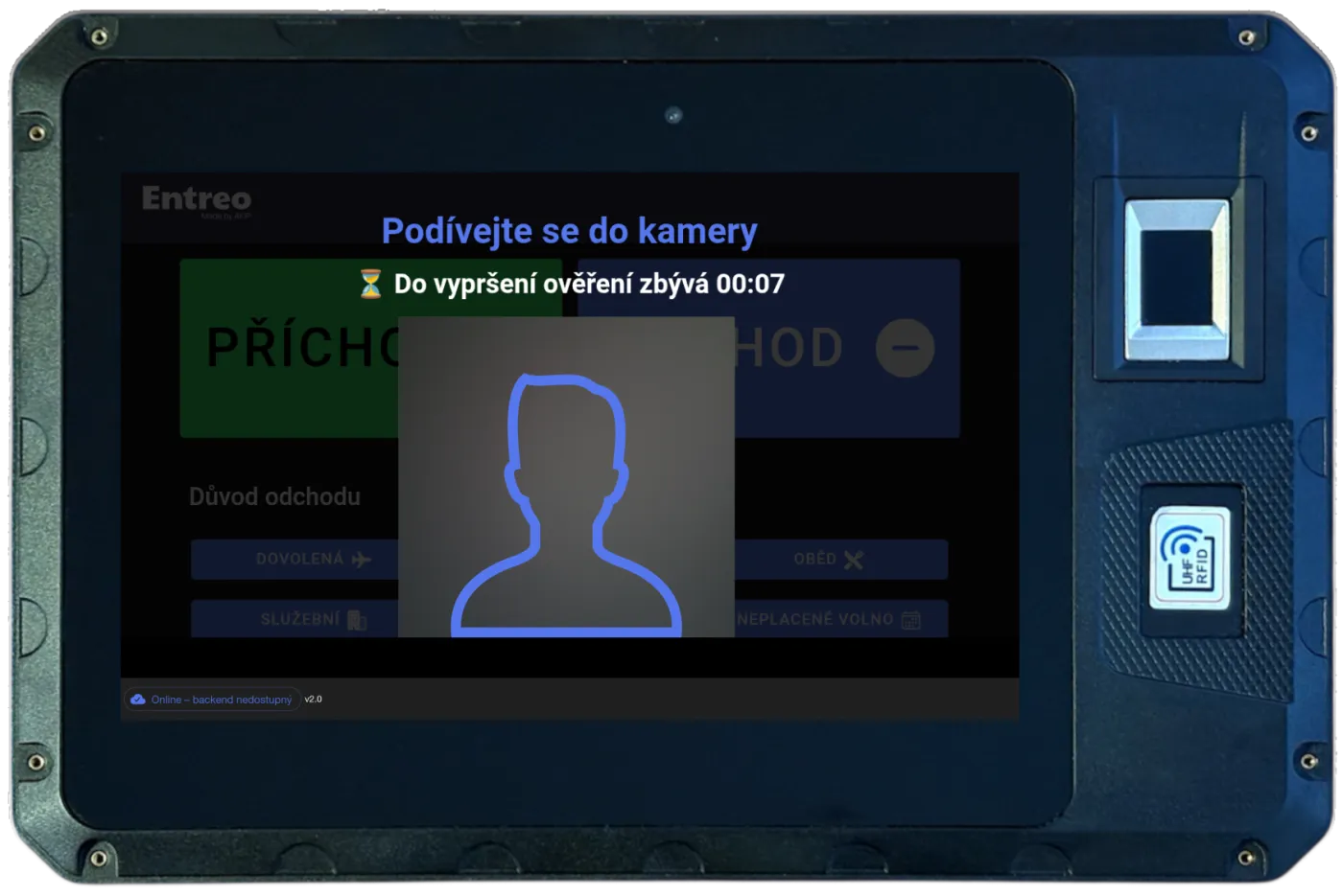 Kiosek Entreo: Ověření obličeje